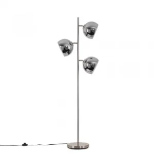 Elliot Satin Nickel 3 Way Floor Lamp with Chrome Shades
