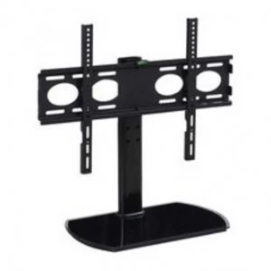 TTAP PED64S Black Glass Swivel Tabletop Pedestal TV Stand in Black
