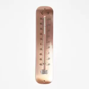 HOMESCAPES Copper Metal Wall Thermometer, 30cm - Copper