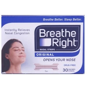 Breathe Right Nasal Strips 30 Small/Medium