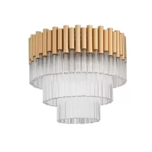 Contemporary Ceiling 5 Light Gold, Crystal