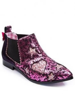 Irregular Choice Starlight Empress Ankle Boots - Pink/Black