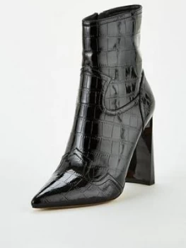 Public Desire Elisa Ankle Boot - Black Patent, Size 6, Women