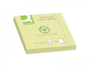 Q Connect Quick Notes Recyc 75x75 Yellow - 12 Pack