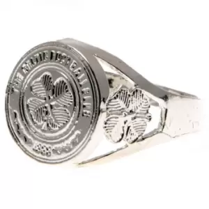 Celtic FC Silver Plated Crest Ring (Medium) (Silver)