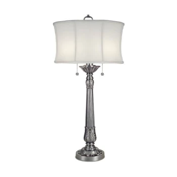 2 Light Table Lamp Pewter, E27 - Elstead