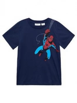 Mango Boys Spiderman Short Sleeve Tshirt - Navy, Size 9 Years