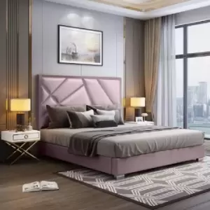 Envisage Trade - Crina Upholstered Beds - Plush Velvet, Single Size Frame, Pink - Pink