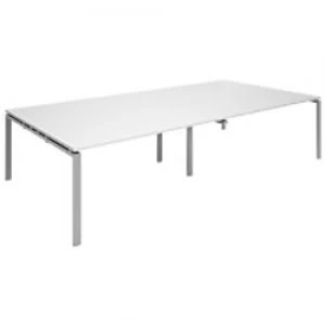 Dams International Rectangular Boardroom Table with White MFC & Aluminium Top and Silver Frame EBT3216-S-WH 3200 x 1600 x 725 mm