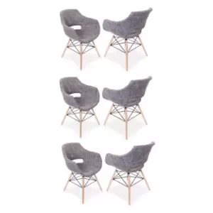 Set of 1/2/4/6 Olivia Eiffel Fabric Armchair Dining Tub Chair Set of 6 - Grey - Grey