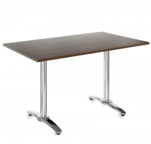 Roma Rectangular Table With 4 Leg Chrome Base 1300mm x 800mm - Walnut