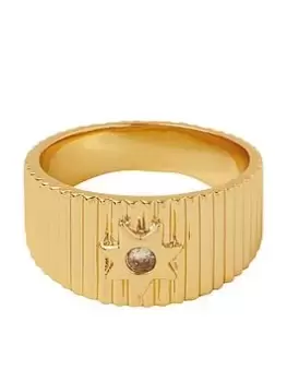 Accessorize Z Star Corregated Ring, Gold Size M Women