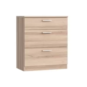 Three Drawer Chest of Drawers in a Light Oak Shade, Light Oak