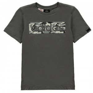 adidas Camo Linear T Shirt Junior - Grey5/Blk/Wht