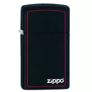 Zippo Slim With Logo & Boarder Black Matte Windproof Lighter