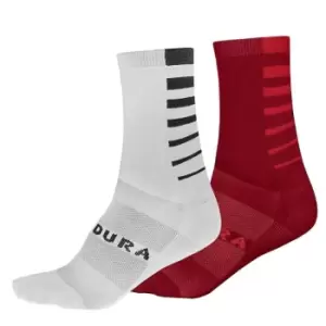 Endura Coolmax Stripe Socks Twin Pack - Red