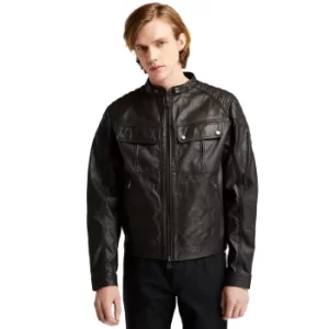 Moto Guzzi X Timberland Leather Jacket For Men In Black Black, Size XXL