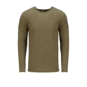 Next Level Adults Unisex Long Sleeve Tri-Blend Crew T-Shirt (S) (Military Green)