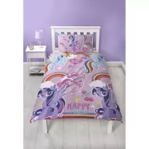 My Little Pony Happy Ponies Reversible Single Duvet Set (One Size) (Multicoloured) - Multicoloured