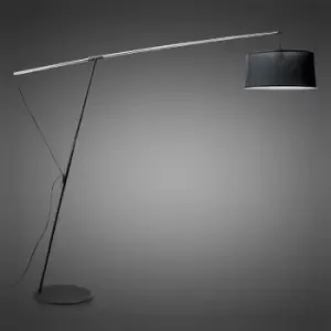 Design floor lamp Nordica E27 with Black shade, Black / polished chrome