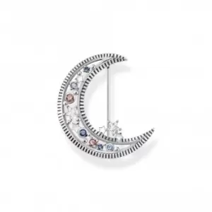 Sterling Silver Multicoloured Stones Crescent Moon Brooch X0283-945-7