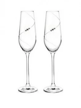 Portmeirion Auris Champagne Flutes With Swarovski Crystals ; Set Of 2
