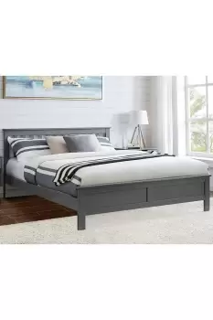Azure Grey Wooden Solid Pine Quality Double Bed Frame (Double Bed Frame Only) Modern Simple Design