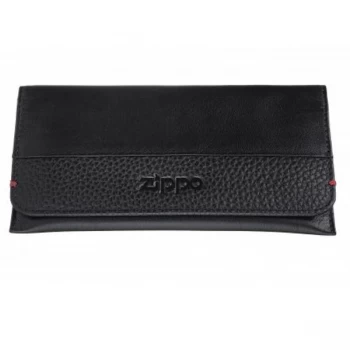 Zippo Black Nappa Leather Bi-Fold Tobacco Pouch (15.5 x 8 x 1.2cm)