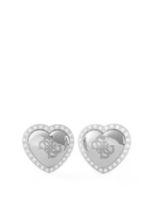Guess Guess That'S Amore Ladies Stud Earrings, Silver, Women