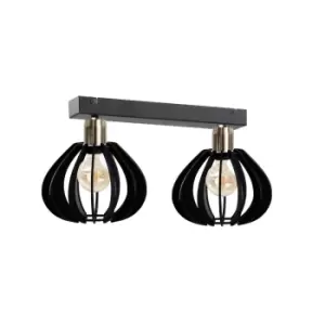 Gemma Twin Ceiling Spotlight Black, Gold, 50cm, 2x E27