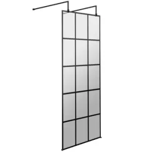 Frame Effect Wet Room Screen with Support Arms and Feet 760mm Wide - 8mm Glass - Hudson Reed