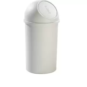 helit Push top waste bin made of plastic, capacity 25 l, HxØ 615 x 315 mm, light grey, pack of 3