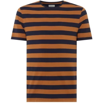 Criminal Cove Striped Crew Neck T-Shirt - Toffee