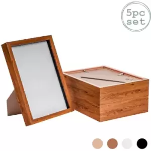 Nicola Spring 3D Box Photo Frames - A4 (8 x 12") - Dark Wood - Pack of 5