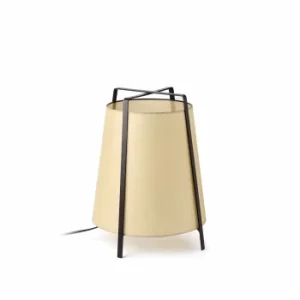 Akane 1 Light Table Lamp Black with Beige Shade, E27