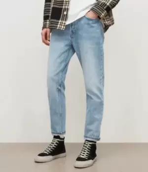 AllSaints Mens Jack Cropped Tapered Jeans, Light Indigo, Size: 34