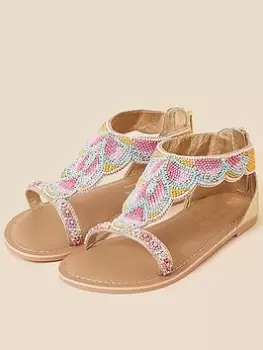 Accessorize Girls Funshine Beaded Sandals - Multi, Size 2 Older