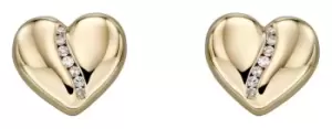Elements Gold GE2305 9k Yellow Gold Diamond Channel Heart Jewellery