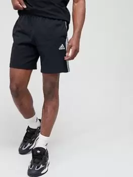 adidas 3 Stripe Single Jersey Shorts - Black/White, Size S, Men