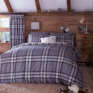 Catherine Lansfield Kelso Check King Duvet Set - Charcoal