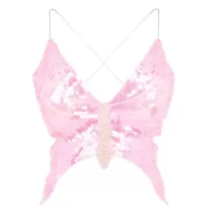 Daisy Street Y2K Strappy Butterfly Crop Top - Pink