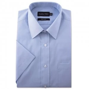 Double Two Blue short sleeve classic cotton blend shirt - 15.5