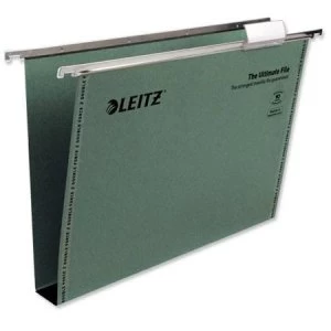 Leitz Ultimate Suspension File Foolscap Green Recycled with Tabs Inserts 30mm Pack of 50