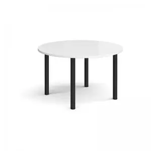 Circular Black radial leg meeting table 1200mm - white