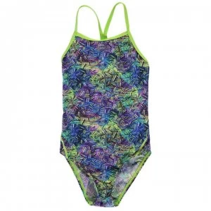 Slazenger Bound Back Swimsuit Junior Girls - Purple/Green