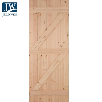 JELD-WEN Ledged & Braced Unfinished Natural Redwood External Shed Door - 1981mm x 686mm (78x27 inch) Softwood Jeld Wen E23LB