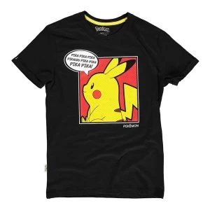 Pokemon - Pika Pika Pika PopArt Male XL T-Shirt - Black