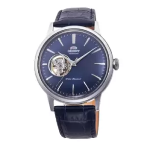 Orient Bambino Open Heart Blue Dial Black Leather Strap Mens Watch RA-AG0005L10B