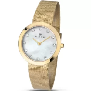 Ladies Accurist Womens Gold Plated Mesh Bracelet MOP Dial Watch