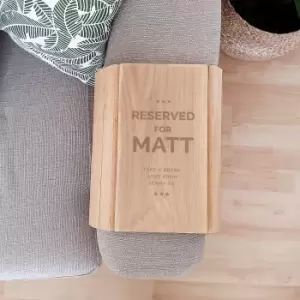 Personalised Reserved For Wooden Sofa Tray Natural
